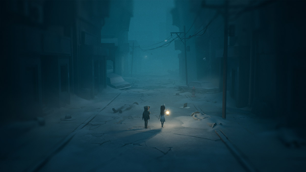 Two characters in REANIMAL walking down a dark street