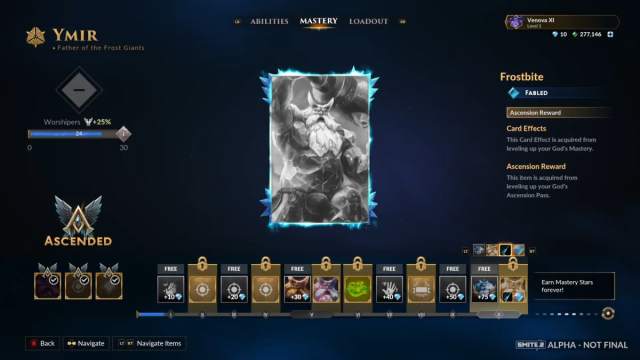 A tracker for Ymir shown in the Smite 2 Ascension Pass.