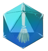 A light blue polygon with a blue broom in the center