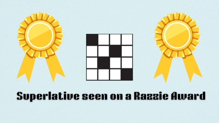 art for superlative seen on a razzie award clue in the nyt mini crossword puzzle