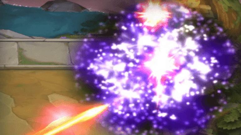 Laser fire with purple exlosion showing white hot spots TFT Boom