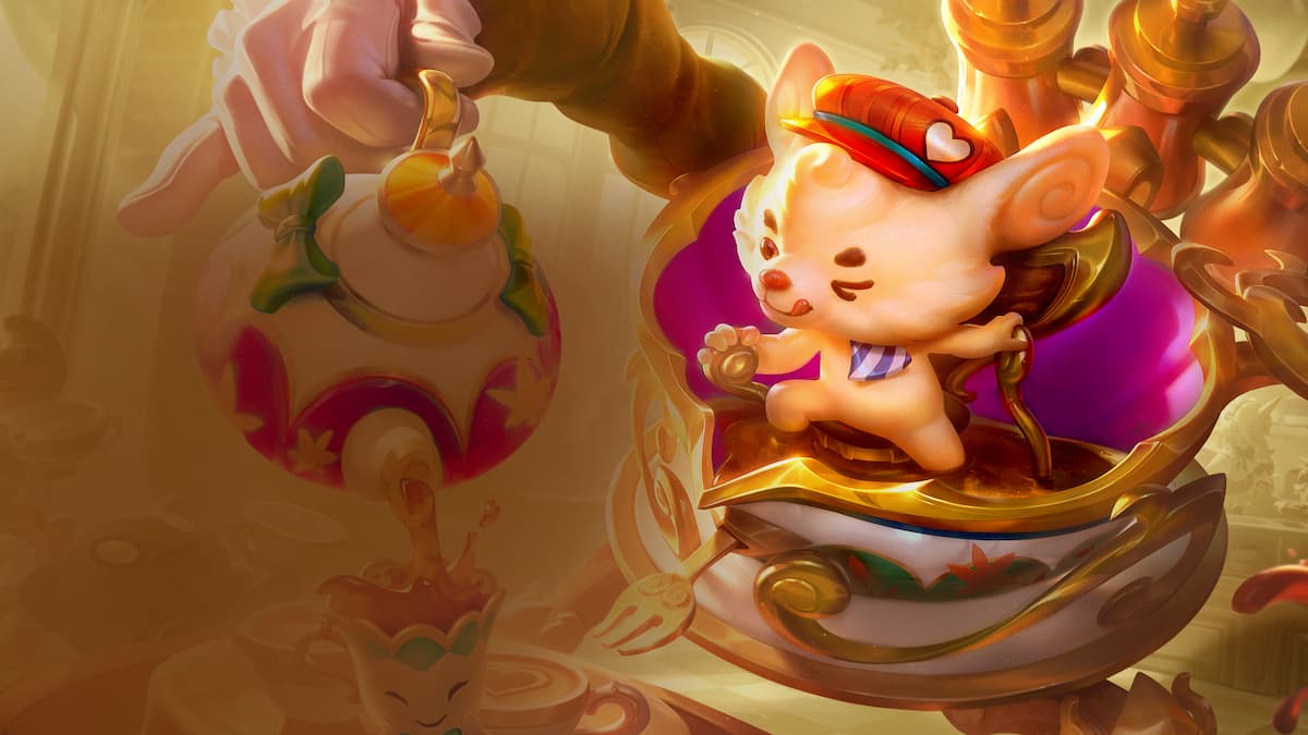 Rumble pouring tea from mech in TFT Set 12