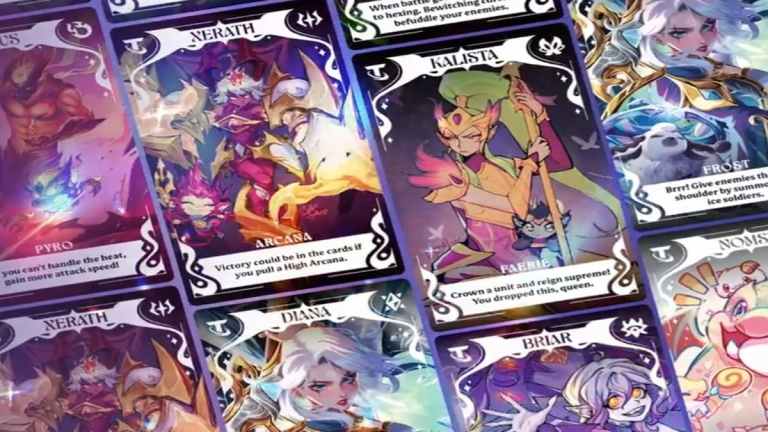 Images of TFT Set 12 champions on Tarot cards by Riot Games