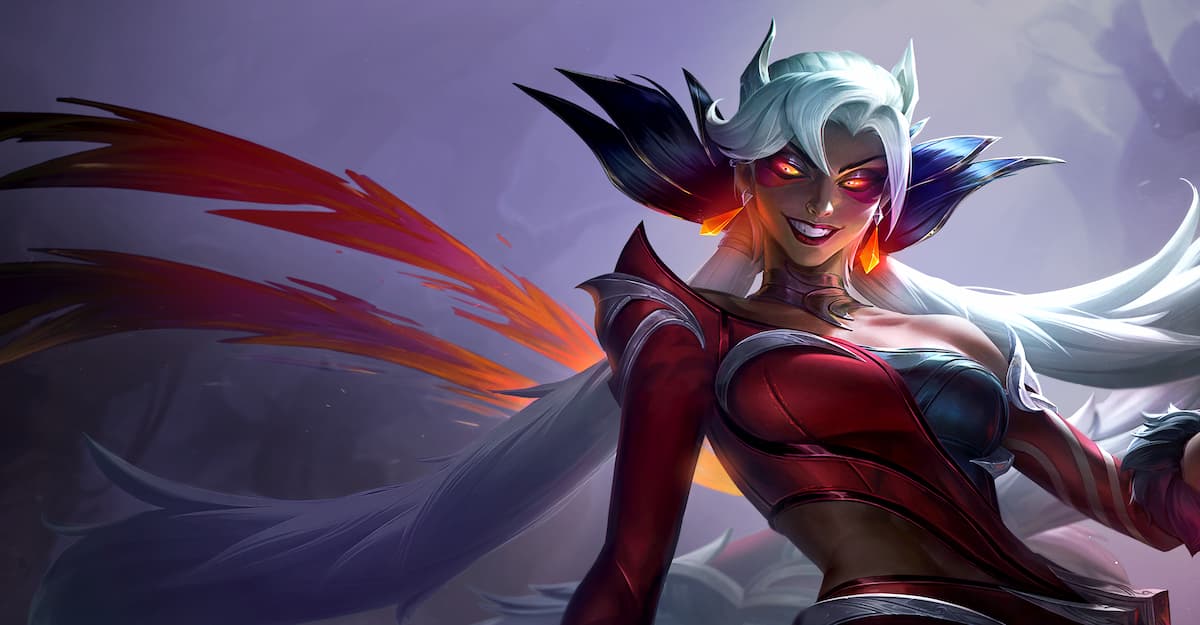 TFT Set 12 nilah skin with silver hair and red eyes