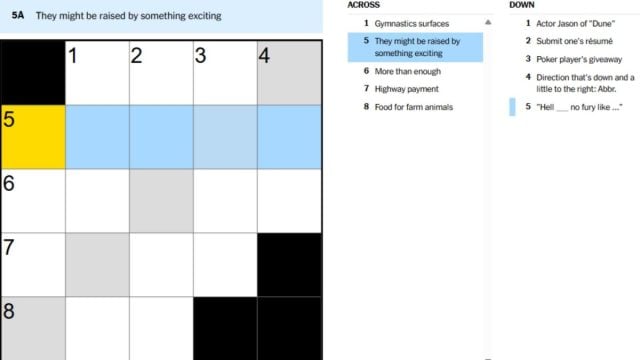 nyt mini crossword's they might be raised by something exciting clue