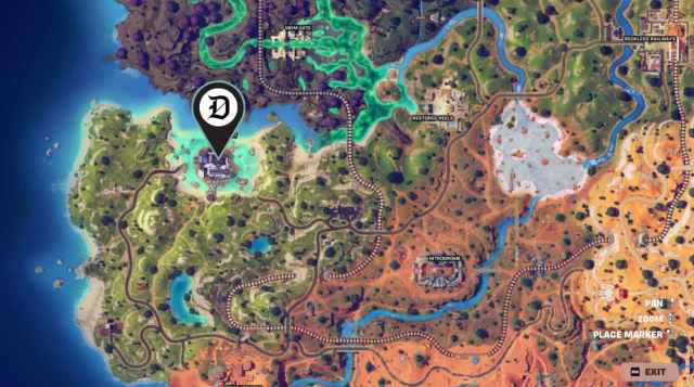 Picture showing the location of the Rift in Fortnite where Emma Frost is located.