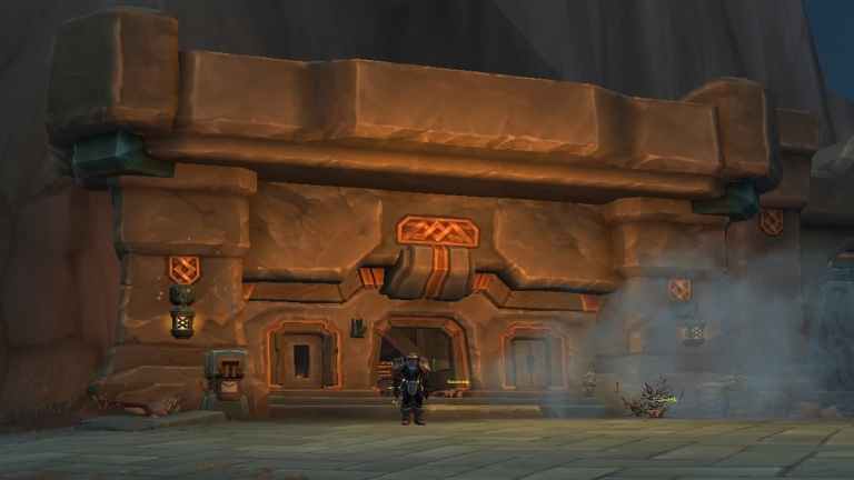 Death Knight standing outside Camp Murroch building in The Ringing Deeps WoW The War Within