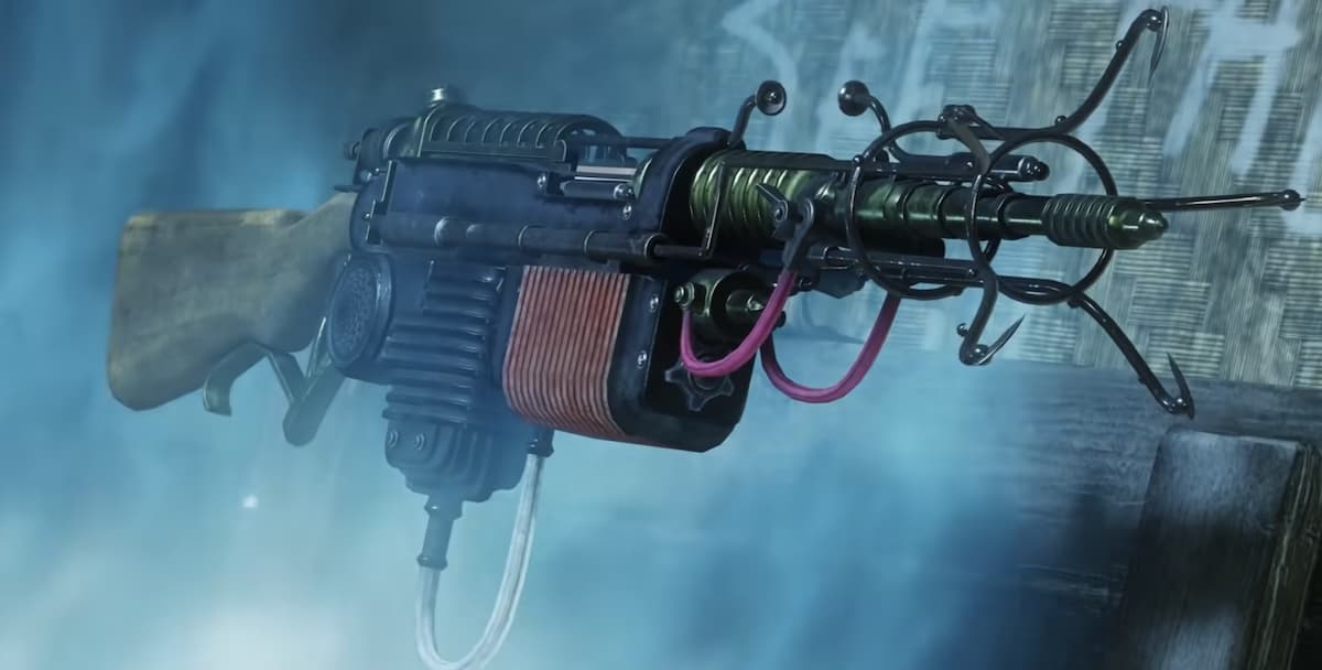 The Wunderwaffe Wonder Weapon floating in the Mystery Box, with blue light surrounding it.