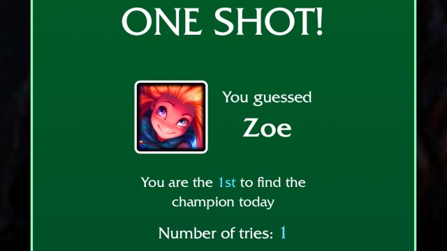 An image of Zoe along with the success message for the Aug. 23 LoLdle quote