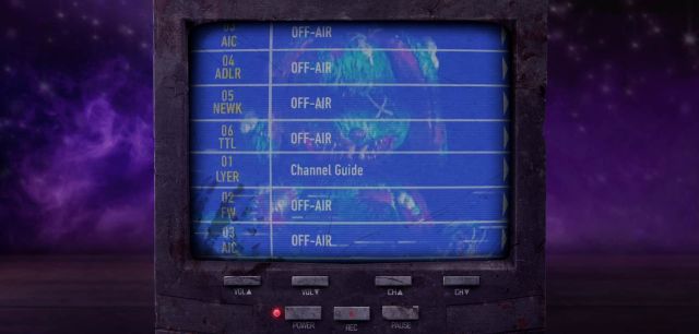 A television screen with a channel guide, part of the Call of Duty teaser website.