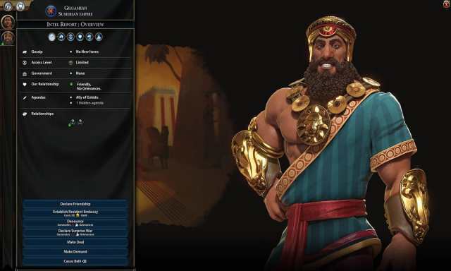 Gilgamesh posing in a blue robe in Civilization 6