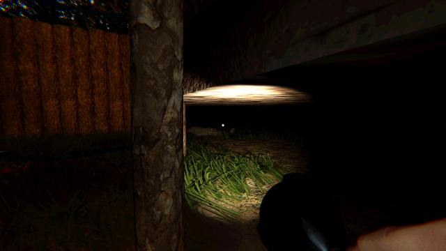 A corpse underneath a cabin at Maple Lodge Campsite in Phasmophobia.