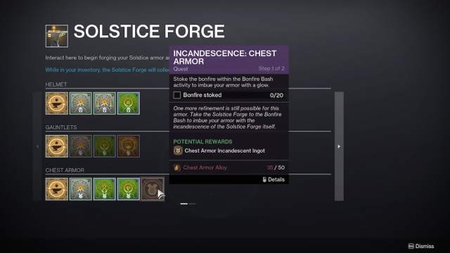 Incandescence quest in Solstice Forge in Destiny 2