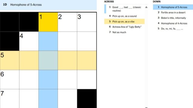 homophone 4 across and homophone 5 across clue in aug 23 nyt mini crossword