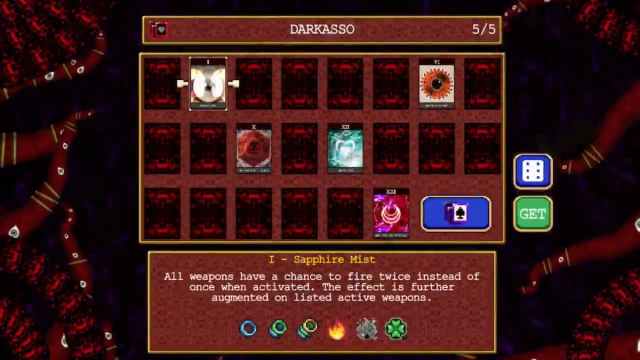 The Darkasso menu with five cards unlocked.