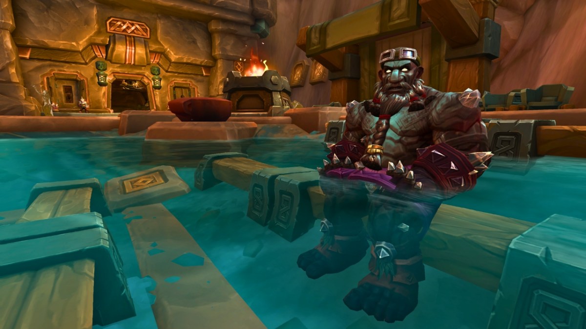 A Earthen male sitting in a pool of water in wow the war within