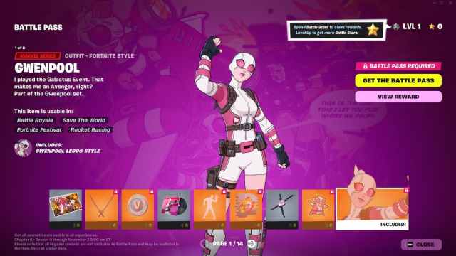 Gwenpool in Fortnite Absolute Doom battle pass