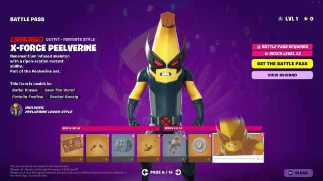 X-Force Peelverine in Fortnite Absolute Doom battle pass