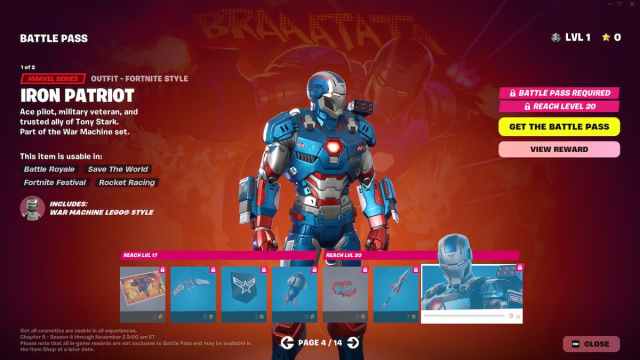 Iron Patriot in Fortnite Absolute Doom battle pass