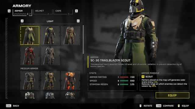 Armory screen in Helldivers 2