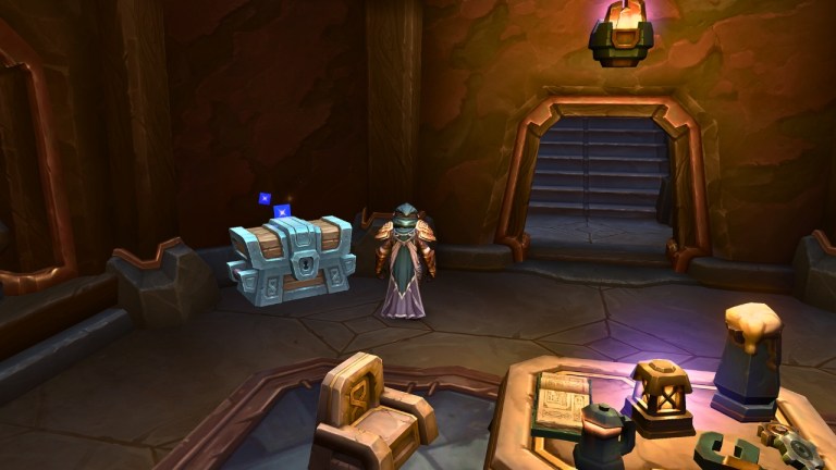 A player standing next to the Dusty Prospector's Chest in WoW The War Within