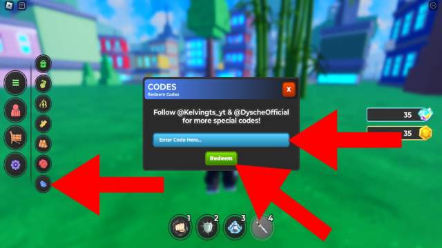 How to redeem codes for Anime Simulator