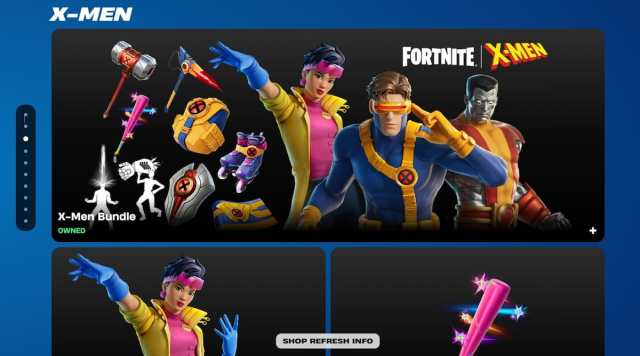 Fortnite X-Men bundle in the web shop