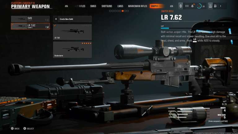 LR 7.62 sniper rifle in Black Ops 6 menu