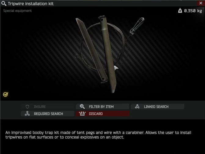 The Tripwire kit information in Escape from Tarkov.