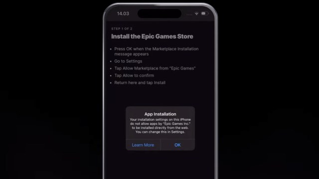 Installing the Epic Games Store to get Fortnite on iOS.