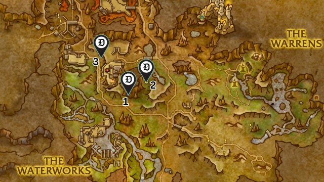 Three Dot Esports markers showing the mapped locations of the missing tools for machinist kittrin in wow the war within