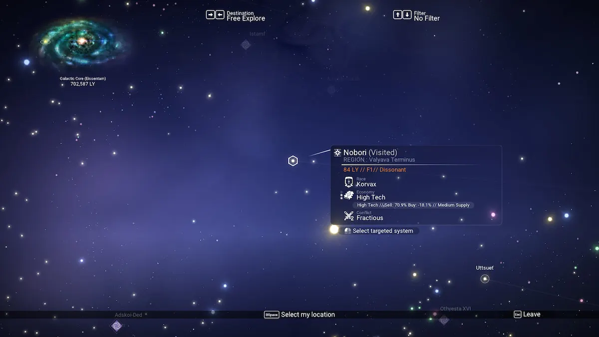 System overview on the Galaxy Map in No Man's Sky