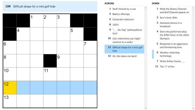 The Aug. 17 NYT Mini Crossword puzzle highlighting 17-Across