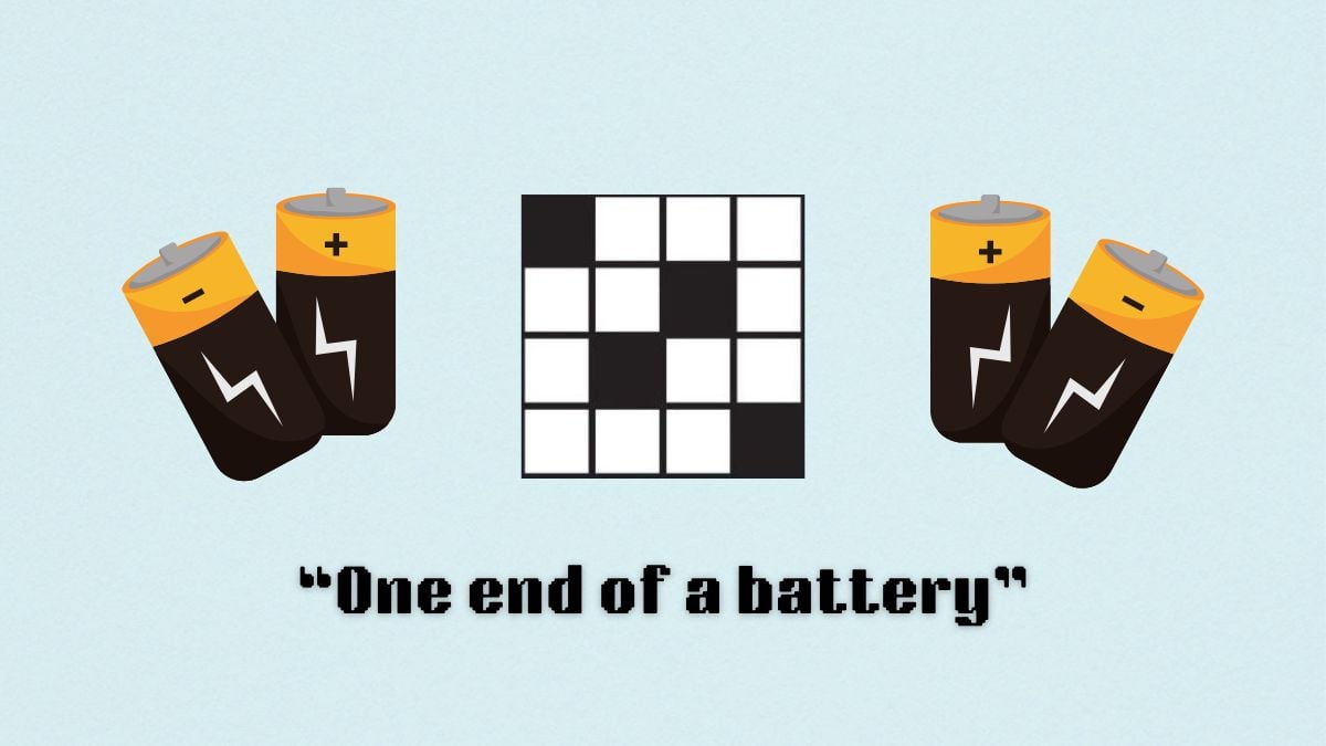 two batteries next to a crossword symbol above the clue one end of a battery for the nyt mini crossword