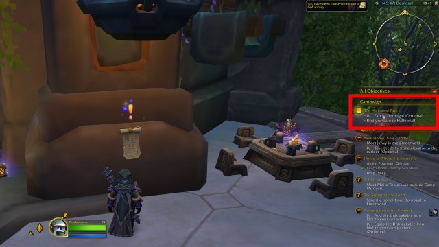 Player standing in front of the sedition quest in wow the war within