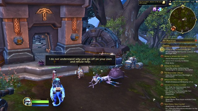 A player watching as Leif and Kaerter argue at the Mill in WoW The War Within