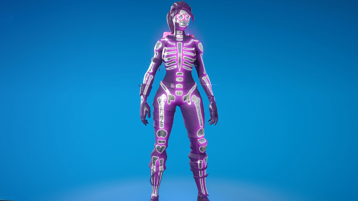 The Sparkle Skull skin standing in Fortnite.
