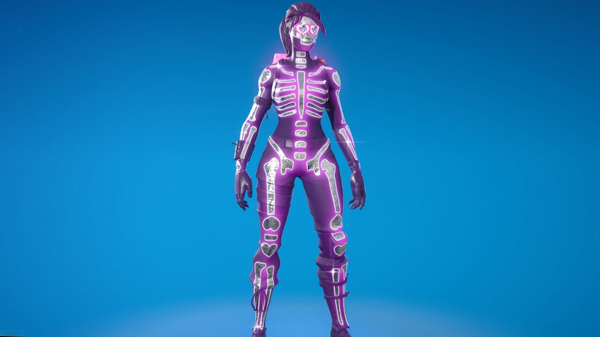 The Sparkle Skull skin standing in Fortnite.