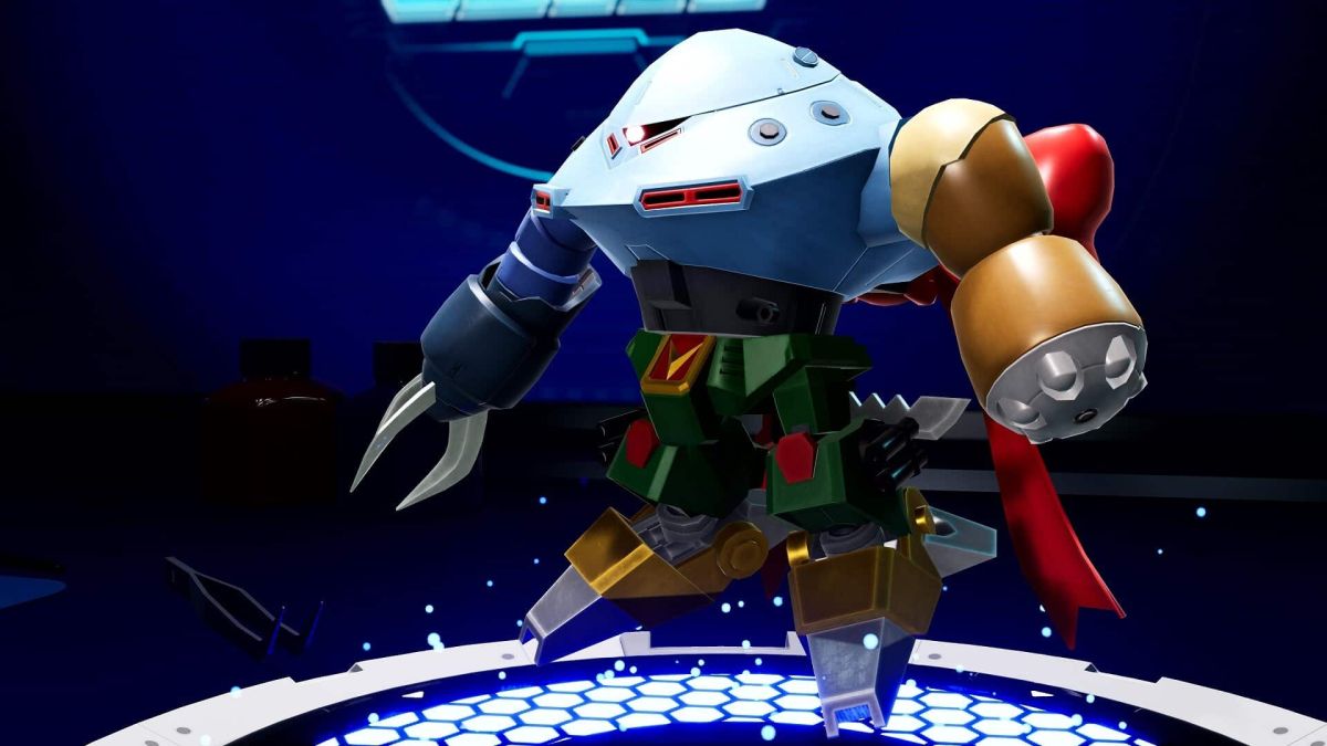 A robot made of various colored parts in Gundam breaker 3