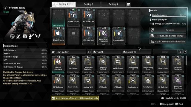 Ultimate Bunny Module loadout in The First Descendant