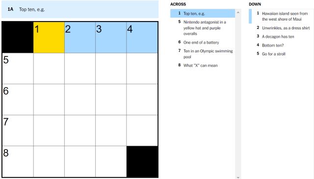 top ten e.g nyt mini crossword aug. 21