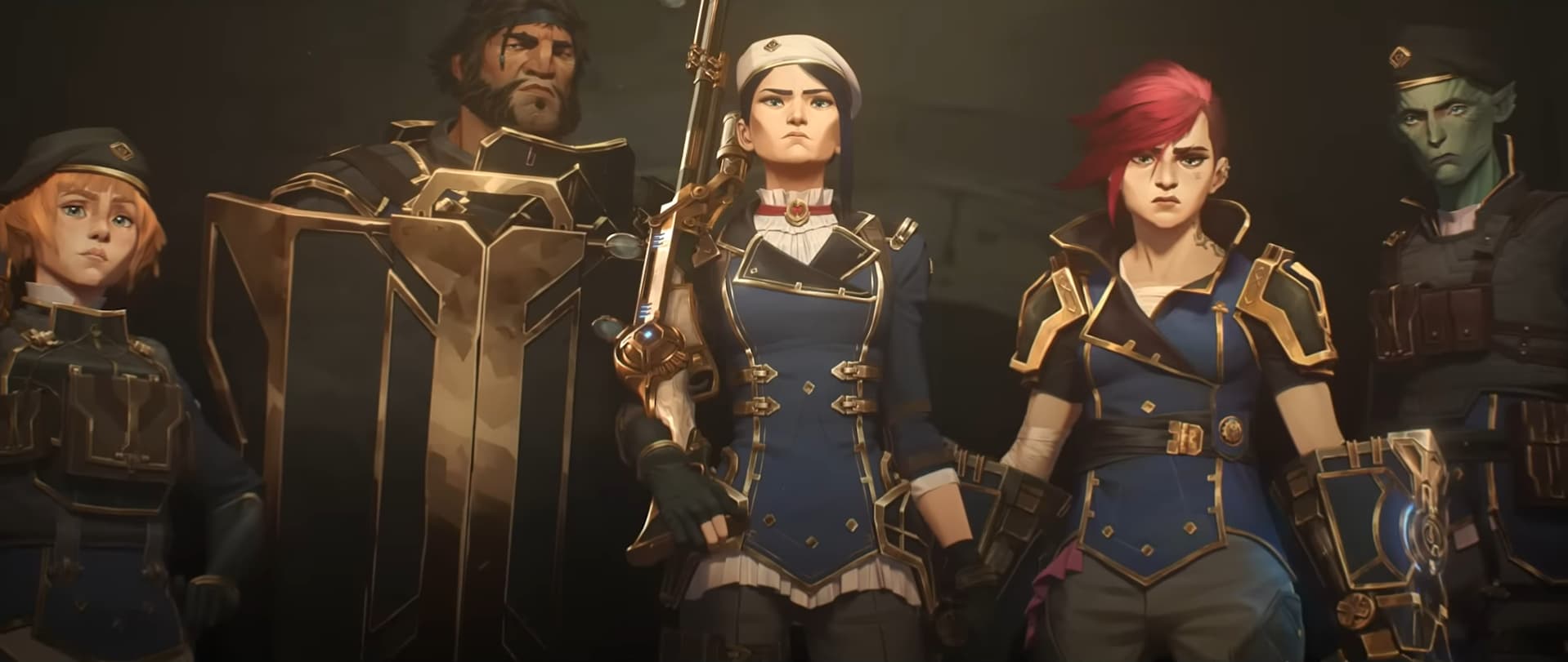 Vi wears the blue and gold of Piltover Enforcers in Arcane season two trailer.