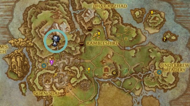 Location of the Awakened Custodian NPC in World of Warcraft.