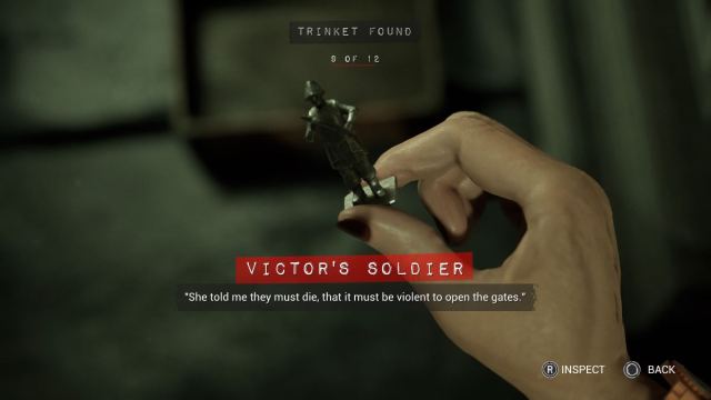 Holding the Victor's Soldier in a close up shot in The Casting of Frank Stone