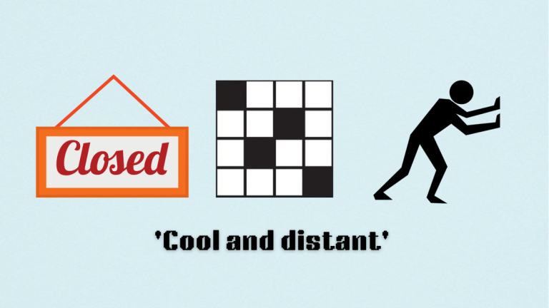 Picture showing the Cool and distant clue cover in NYT Mini Crossword.