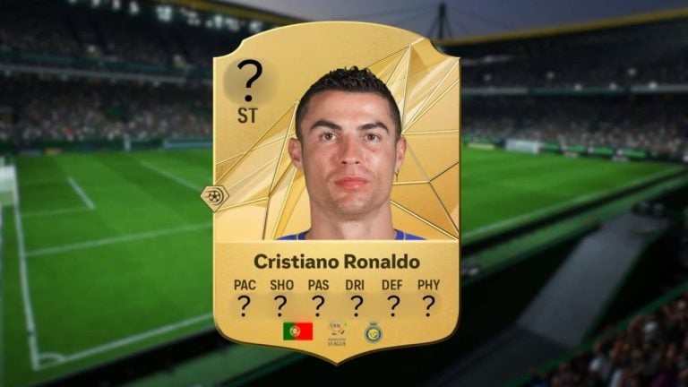 cristiano ronaldo ea fc 25 card with blurred out rating and stats