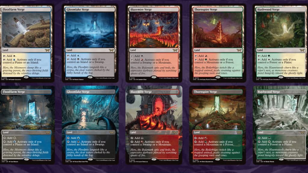 Image of dual lands in MTG Duskmourn set