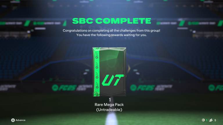 A completion message for an SBC in EA FC 25