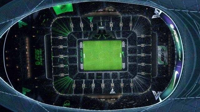 overhead shot of a stadium in EA FC 25