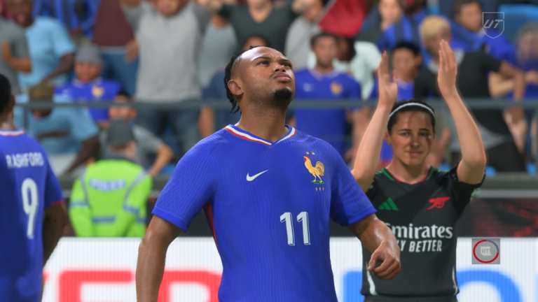 A player in EA FC 25 reacts during a match.